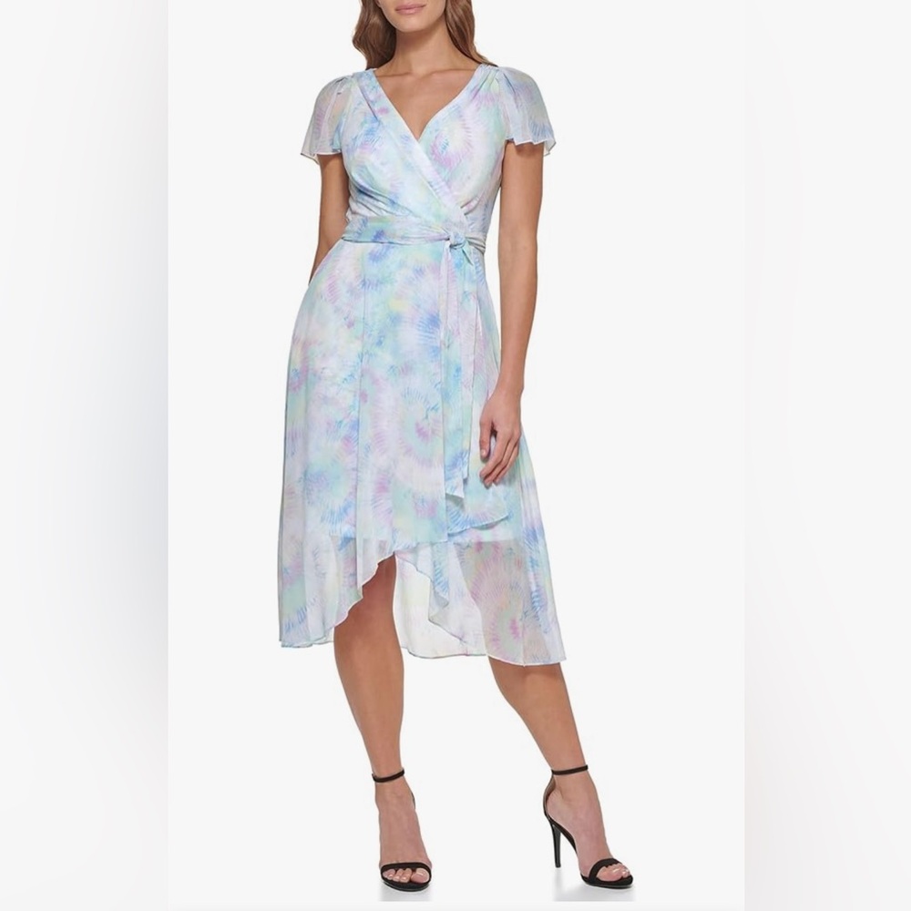 DKNY Elegant Pastel Wrap Dress